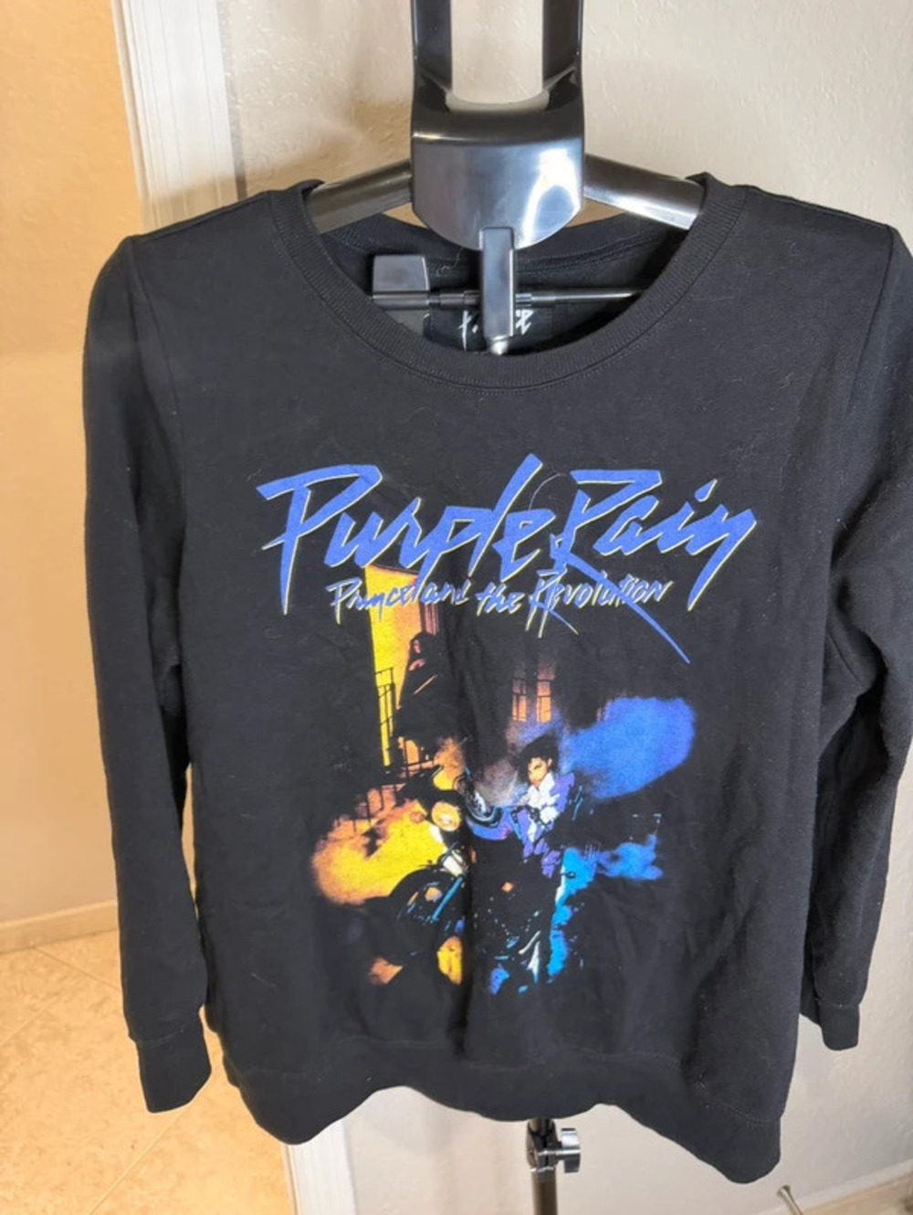 Official Prince Purple Rain Graphic Sweatshirt Black Size 2 / Medium